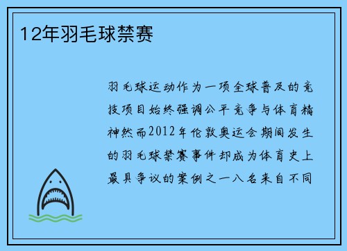 12年羽毛球禁赛